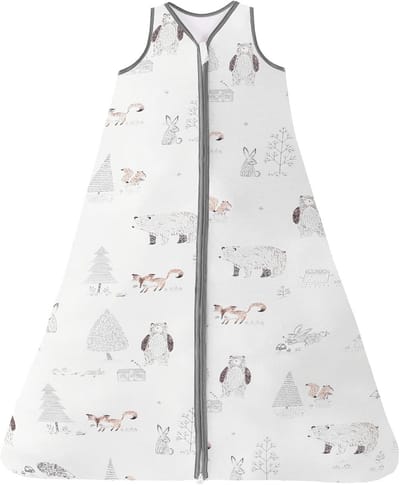 Baby Slaapzak 100% Katoen Zomer & Lente Mouwloos - Verstelbare Lengte 90-105 cm Grijs Bos