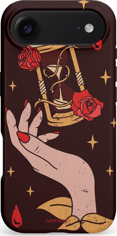 Casetastic hoesje geschikt voor Apple iPhone Air - MagSafe - Dubbellaagse bescherming - Magische Hand Roos - Fashion Case - Zwart Perzik