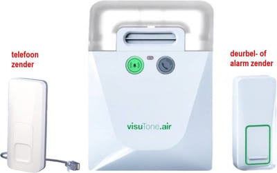 HUMANTECHNIK Visutone.air draadloze TELEFOONBEL en DEURBEL - zeer LUIDE BEL en FLITSER- inclusief TELEFOONZENDER - A-2505-0 / A-2506-0