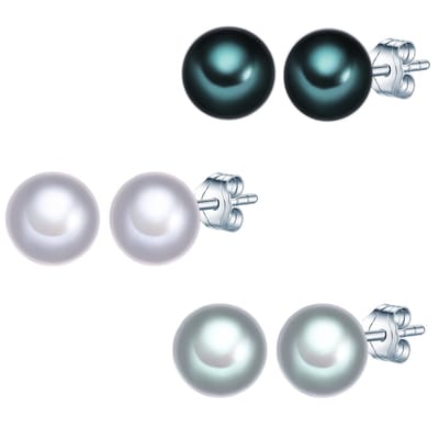 Valero Pearls Parel oorstekers Sterling zilver Gekweekte zoetwaterparels pauw blauw
