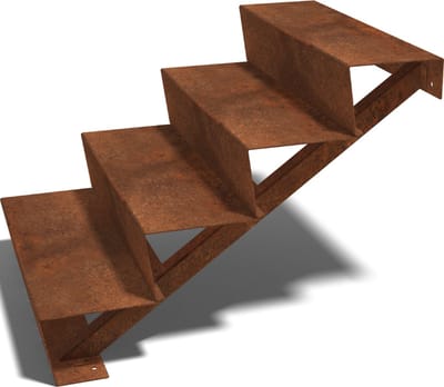 Cortenstaal tuintrap - 4-trede - 96 x 80 x 68 cm - MySteel