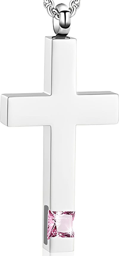Luxe Ashanger - met Ketting - Voor As, Haren of Parfum - Assieraad - As Ketting - Gedenksieraad - Urn - Incl. As vuller en Opbergzakje - Diamond cross