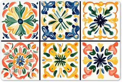 Placemats 45x30 cm - Placemat kunststof - 1 stuk - Spaans - Tegels - Keramiek - Bloemen - Borden onderleggers - Decoratie voor op tafel - Keuken tafeldecoratie accessoires - Vinyl onderlegger - Tafelversiering