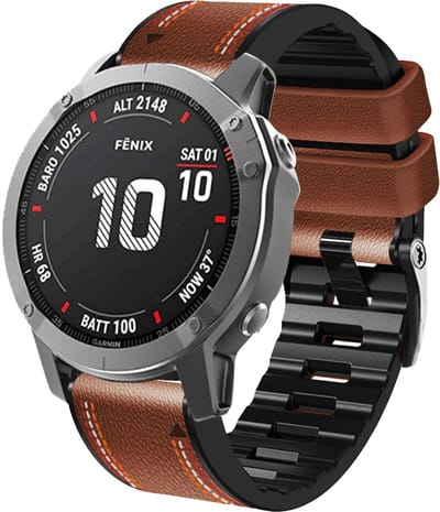 Stravo QuickFit 22mm Veelzijdige leren horlogeband voor Garmin Smartwatches - Premium lederen Bandje Geschikt voor Garmin Fenix 5 (Plus), Fenix 6 (Pro), Fenix 7 (Pro/Sapphire/Solar), Fenix 8 (47mm), Fenix E - Garmin Epix (Pro) Gen 2 (47mm) – Bruin