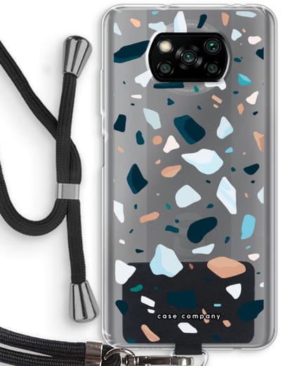 Case Company® - Hoesje met koord geschikt voor Poco X3 Pro hoesje met Koord - Terrazzo N°13 - Telefoonhoesje met Zwart Koord - Bescherming aan alle Kanten en Over de Schermrand