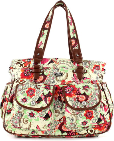 Oilily Schoudertas Luiertas Tropical Birds Diaper Bag Cream-White Wit Veelkleurig