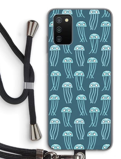Case Company® - Hoesje met koord geschikt voor Samsung Galaxy A03S hoesje met Koord - Kwallie - Telefoonhoesje met Zwart Koord - Bescherming aan alle Kanten en Over de Schermrand