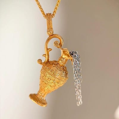 Licht Luxe Retro Kettingen Wijnkan Kwastje Ketting Stereoscopisch Ontwerp Mode Kunst Exquise Colllierketting Bruiloft Sieraden Cadeau 45cm beige