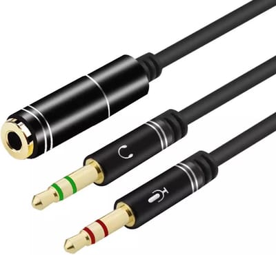LOUZIR 3.5mm Jack Aux Female Dual Male Headset Microfoon 4-Pin Audio Splitter - Zwart