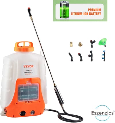 Eszenzics™ Rugsproeier Pro6 - 16 liter rugspuit - drukspuit op accu - oplaadbaar - 6 Bar - zuurbestendig - ergonomisch - 8 sproeistukken - 2 spuitlansen - onkruid - sproeier nevel