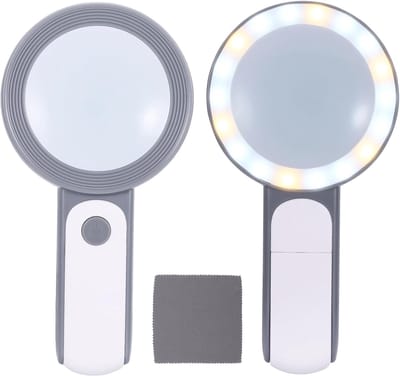 Vergrootglas met licht en 30-voudige vergroting voor senioren en kinderen - Leesloep met 18 LED's