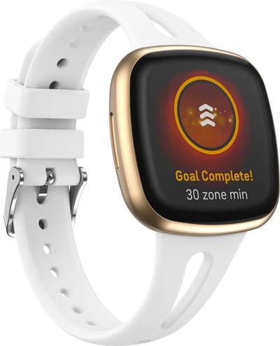 By Qubix - Compatible Fitbit bandje - geschikt voor Fitbit Versa 3 & 4 / Sense 1 & 2 - Sportbandje druppel design - Small - Wit Smartwatchbandje bandje Armband Polsband Strap Band Watchband