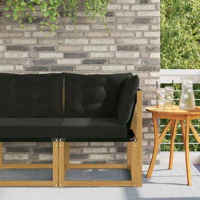 vidaXL - Buitenhoekbank - Massief - acaciahout - en - Textilene-stof - Wit