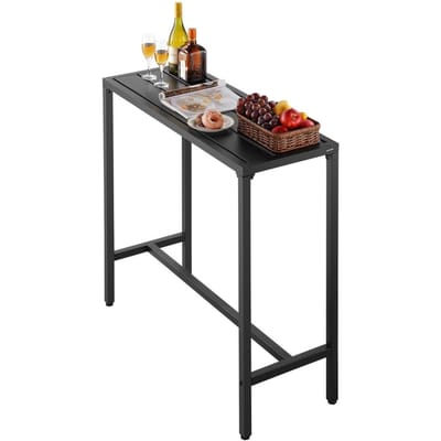 Buiten Barkruk Tafel, 100 x 37,5 cm Terras Barkruk Tafel, Waterdicht Blad & Stevig Metalen Frame, Rechthoekige Tafelblad Hoogte Eettafels, Buitenmeubilair voor