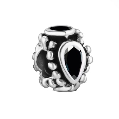 Quiges - 925 - Zilveren - Bedels -Sterling zilver - Beads - Zirkonia Zwart Kraal - Geschikt – voor - alle bekende merken - Armband Z611