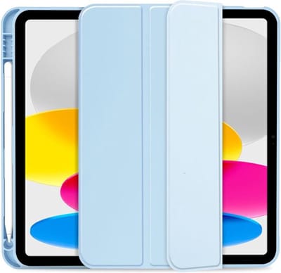 Arara Hoes Geschikt voor iPad 10e Generatie 10.9 (2022) hoes met pencil houder - Tri-fold hoes met Auto/Wake functie en Magnetische sluiting - Lichtblauw