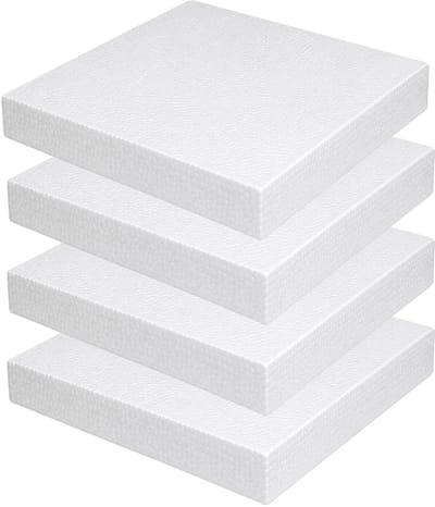Piepschuim vormen - vierkant - 4x - 20 x 20 x 3 cm - styropor hobby / DIY vorm - basis knutselfiguren