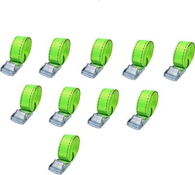 JUMBO Spanband Set – 10 Stuks – 3m x 25mm – 250KG – Met Klemgesp – Fluo Groen – Voor Transport, Aanhanger & Lading – TÜV EN-12195-2