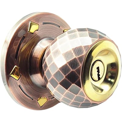 Deurklink Aluminiumlegering Heavy duty Kogelvergrendeling Spiegelafwerking met 3 Sleutels voor Slaapkamer Badkamer Klaslokaal Magazijn Houten Red Bronze