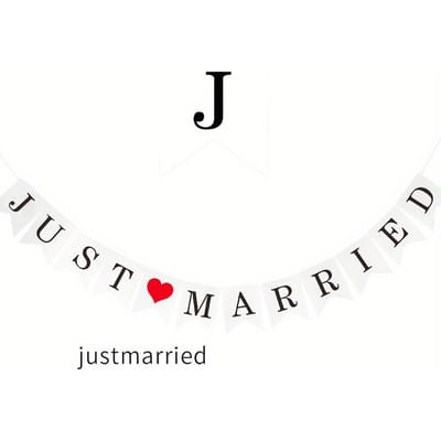 Elegante Witte 'Just Married' Banner - Perfect voor Bruilofts- & Bruidsdouchedecoratie, Fotohokjesprop, en Tuinfeestbenodigdheden, Bruidskrans white