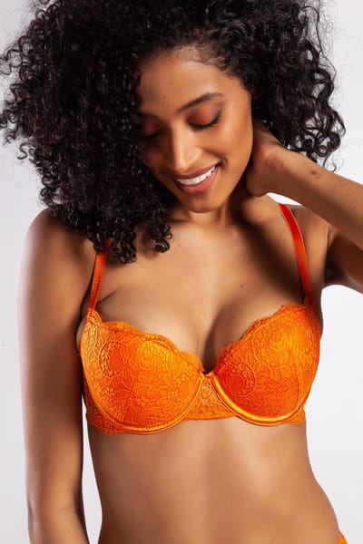 Purple-Daisy Colors Push-up BH met Beugel - Kant - Voorgevormd - Maat 75B - ORANGE