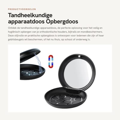 Dailygoods- Tandheelkundige Apparatuurdoos - Opbergdoos voor Orthodontische Houders - Compacte Doos - Geïntegreerde Spiegel - Magneetsluiting - Hygiënische Opbergoplossing