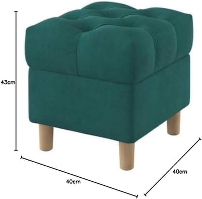 Opbergzitbankje met tuften en diamantpatroon, vlekbestendig, Majestic Velvet Aquamarine, 40 cm, blauw
