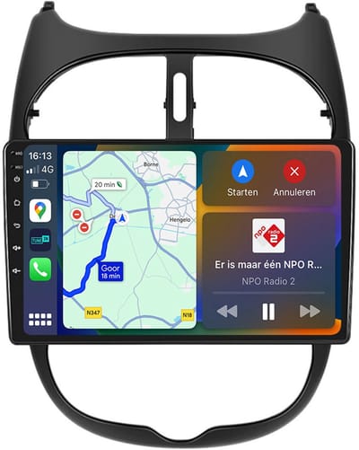 BG4U - Android Navigatie Radio geschikt voor Peugeot 206 Peugeot 206CC Peugeot 206SW 2000-2010 met Apple Carplay en Android Auto