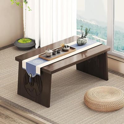 Bamboe Vloertafel - Laag bijzettafeltje - Thee moment - Opklapbaar ontwerp - 90 x 48 cm - Bruin