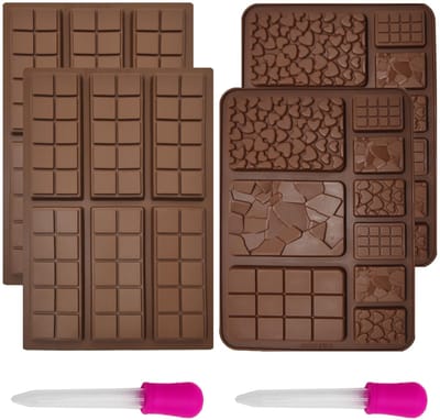 Dailygoods- Chocoladevorm 2 stuks - Siliconen - Antiaanbak - Herbruikbaar - 6 Compartimenten - Flexibel en duurzaam - Snoepvorm