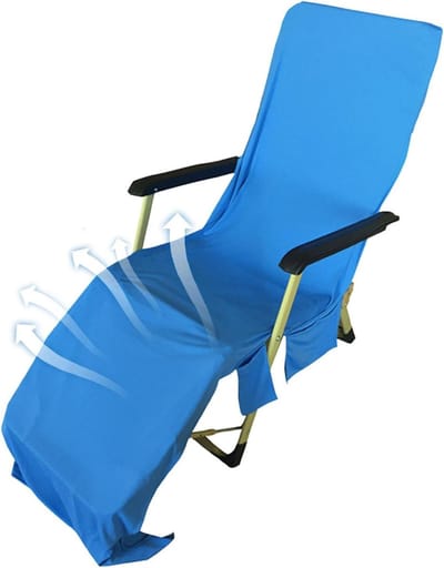 Strandstoel Handdoek - Ligstoelhoes - Ontspannen Zonnen - Met Handige Zijvakken - 210 x 75 cm - Blauw