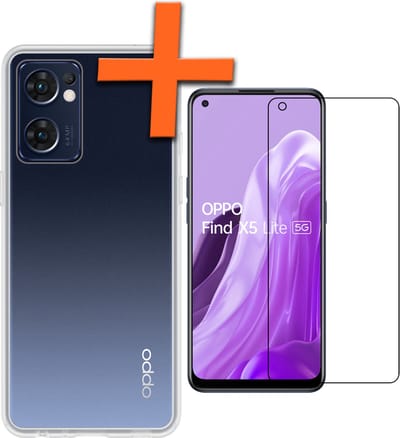 Hoes - Met Screenprotector - Geschikt voor OPPO Find X5 Lite - Sterk & Shockproof - Back Cover - Siliconen Case - Telefoon Hoes - Transparant