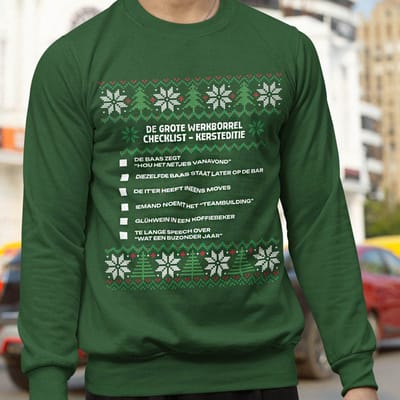 Kerst Trui Groen Kerstborrel - De Grote Werkborrel Checklist Kersteditie XS