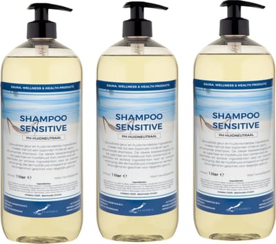 Shampoo Sensitive Care - 1 liter (transparant) - 3 Stuks - met pompen - Voordeelverpakking - Haarverzorging