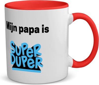 Akyol - mijn papa is super duper koffiemok - theemok - rood - Vader - meest geweldige papa - vader cadeautjes - vaderdag - verjaardag - geschenk - kado - vader artikelen - 350 ML inhoud