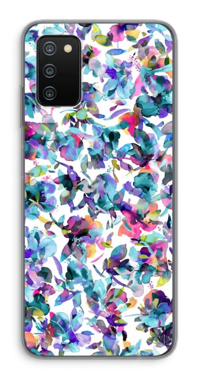 Hoesje geschikt voor Samsung Galaxy A03S hoesje - Hibiscus Flowers - Soft Cover Telefoonhoesje - Bescherming aan alle Kanten en Schermrand