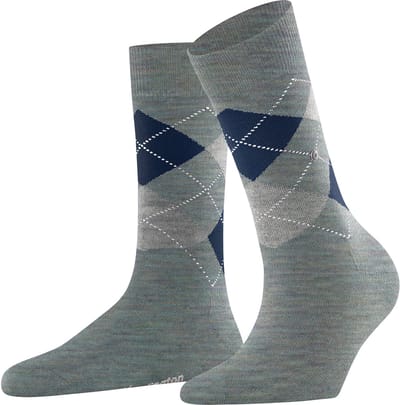 Burlington Melange Marylebone gedessineerd wol sokken dames blauw - maat 36-41