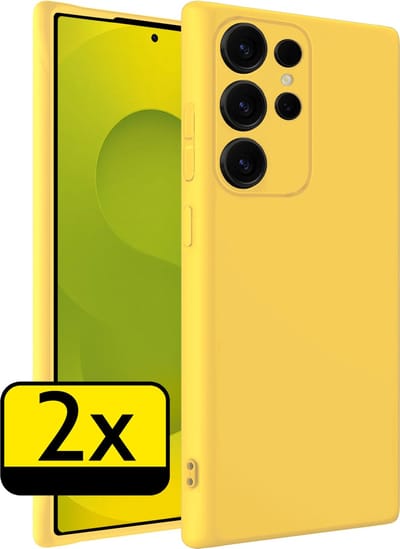 Hoesje - 2 Stuks - Geschikt voor Samsung Galaxy S25 Ultra - Sterk & Shockproof - Case Siliconen - Back Cover - Telefoon Hoes - Telefoonhoesjes - Geel