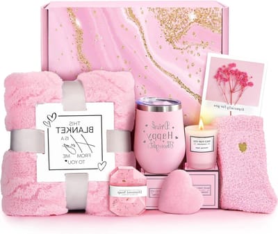 Luxe cadeauset - Verwenpakket vrouwen - Ontspanning thuis - Uniek moederdagcadeau - 28 cm breed - Roze