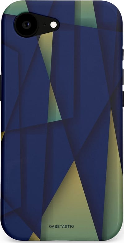 Casetastic Hoesje Geschikt voor Apple iPhone 16e Magsafe - Stijlvolle Beschermende Duo-layer Case - Blauwgroene Driehoeken