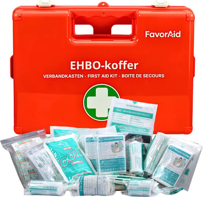 FavorAid 200-delige EHBO koffer incl. wandbeugel - Europees goedgekeurd - Verbanddoos BHV - verbandkoffer - ehbo doos - noodpakket