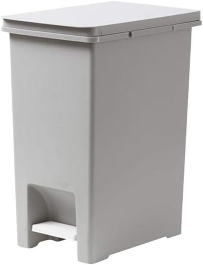 Prullenbak Met Deksel - Vuilnisbak - Badkamer Keuken - Pedaal Opening - 15 Liter - Grijs