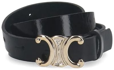 Manfield - Dames - Zwarte leren dames riem - Maat 075