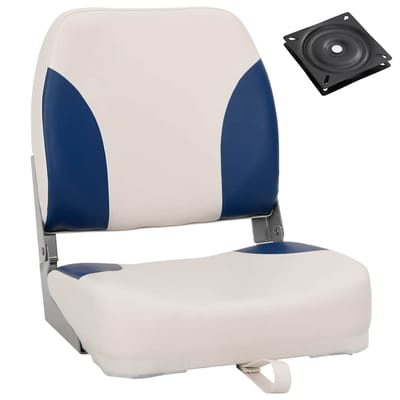 vidaXL - Bootstoel - 1 - set - met - blauw-witte - kussens - inklapbaar