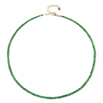 Cavill - Verstelbare Zilveren Halsketting - 925 Sterling Zilver Verguld - 44,8 ct Tanzania Tsavoriet Fancy Gefacetteerd - Groene Edelsteen Ketting