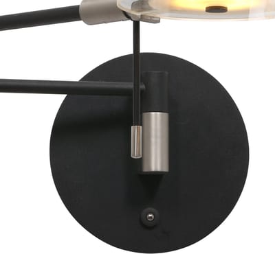 Wandlamp | 14 cm | Turound | LED | transparant zwart | glas metaal | design moderne functionele verlichting