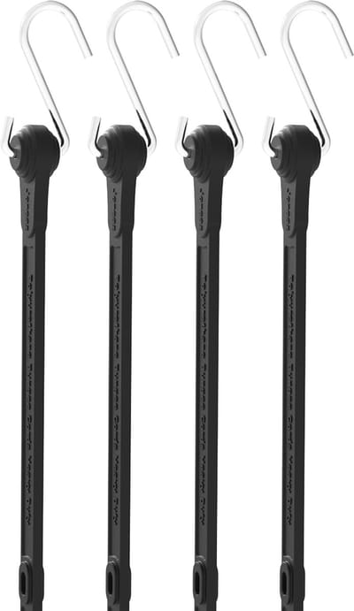 Platte bungeekoorden - Elastische spanbanden - Vastzetten van lading - Verstelbare haken - 91 cm lengte - Zwart