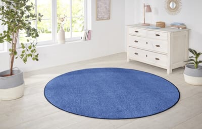 Flycarpets Rond Laagpolig Effen Uni Vloerkleed - Nasty - Blauw 200cm rond Ø