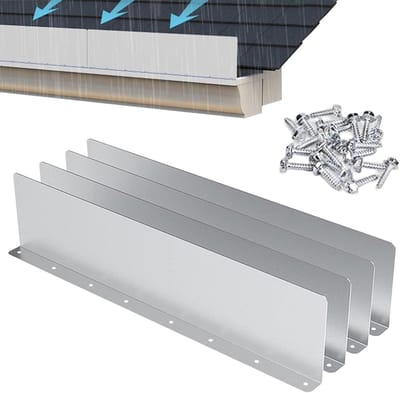 Dakgootbescherming - Regenafleiding Spatbescherming - Wateroverlast Voorkomen - Gebogen Ontwerp - 40 x 9 cm - Aluminium