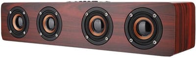 Houten Bluetooth Soundbar - 12W HiFi TV-luidspreker met AUX, TF-kaart en FM Ondersteuning